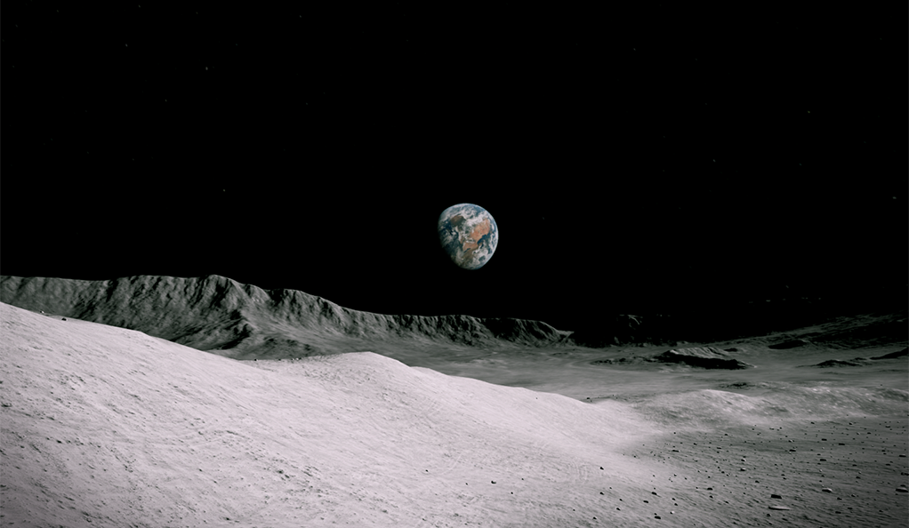 a view of the Earth from the surface of the moon
